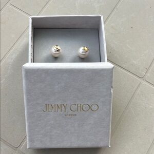 Jimmy Choo Pearl and Gold Stud Earrings